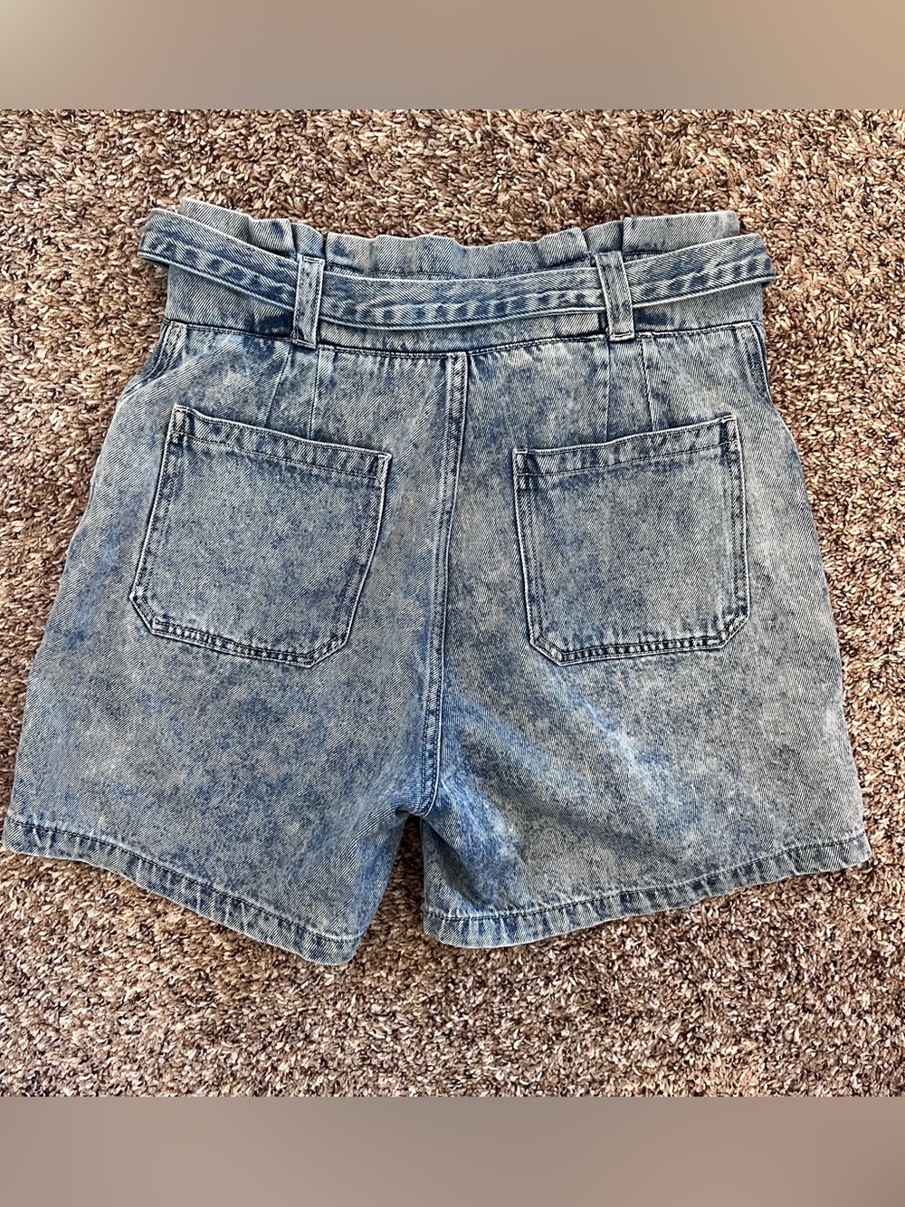 KanCan Denim Shorts Acid Wash Paper Bag High Waist Womens Size 9/28 Cotton - Picture 3 of 5